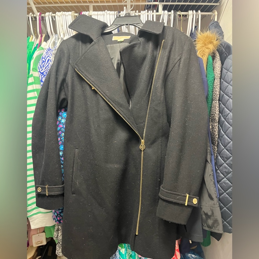 Black Coat with Gold Zipper